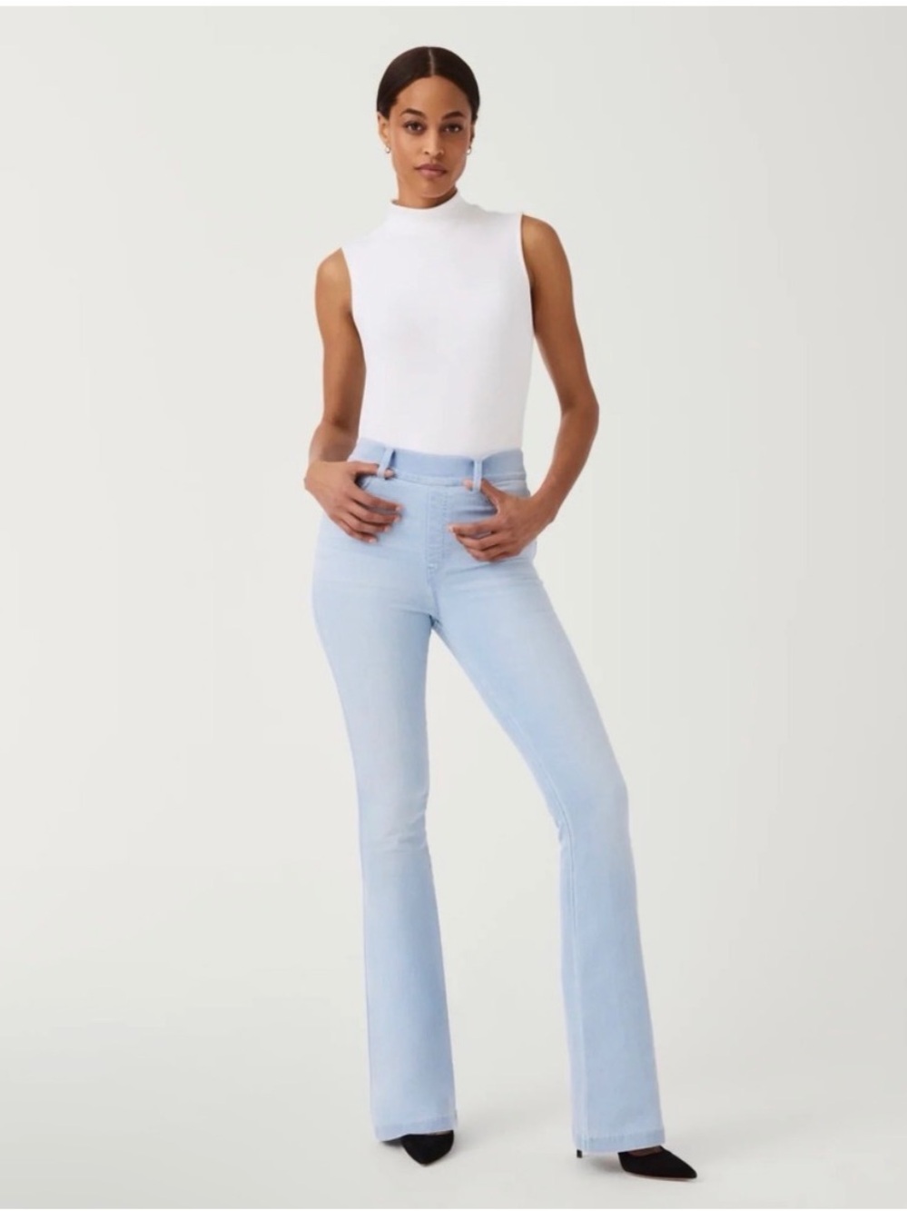SPANX Light Blue High-Rise Flare Jeans